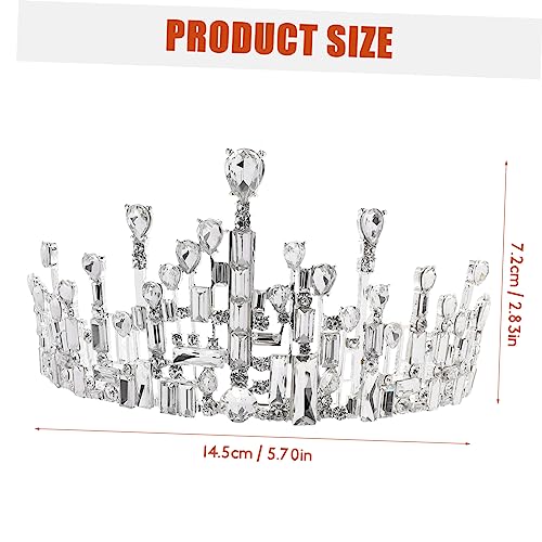 WOONEKY Silberne Tiara Krone mit Wassertropfenkristallen Eleganter Haarschmuck für Frauen Robustes Legierungs Material Festlicher Kopfschmuck für Hochzeit Geburtstag Party und von WOONEKY