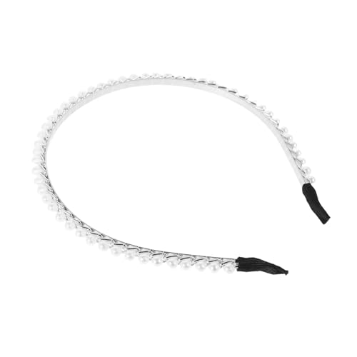 WOONEKY Silberner Perlen Haarreif Braut Haarschmuck Metall Kopfband Schmaler Leichter Hochzeitsschmuck Damen Langlebiges Komfortables Accessoire für Braut und Festlichkeiten von WOONEKY