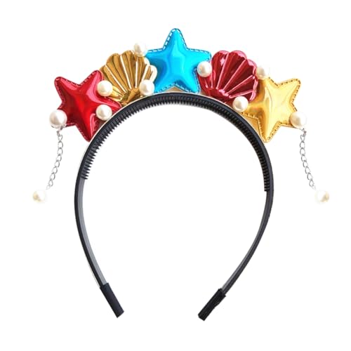 WOONEKY Stirnband mit Meeresmotiven Haarschmuck aus Perlen Meerjungfrau Haarbekleidung kinder party kinderparty Geschenk Haarschmuck für die Hochzeit Kostümzubehör Haarschmuck für Mädchen von WOONEKY