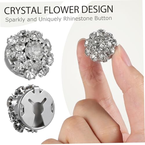 WOONEKY Strass Blumen Manschettenknöpfe und Hemdknöpfe Elegantes Teiliges Set mit Funkelnden Kristallen Robuste Metallkonstruktion für Hochzeiten Partys und Formelle Anlässe von WOONEKY