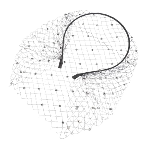 WOONEKY Strassverzierter Schleier Haarband Netz-kopfschmuck Für Frauen Brautparty-accessoire Schwarzes Elegantes Design von WOONEKY