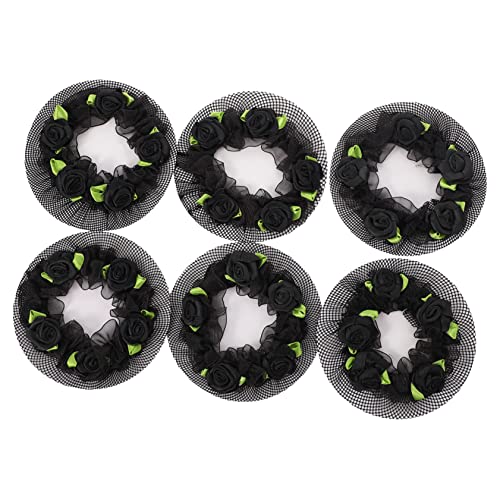 WOONEKY 6stücke Atmungsaktive Haarnetze Für Frauen Mit Blumenmotiv Elastische Haartouren Zum Einfachen Aufwickeln Haarschmuck Für Saubere Frisuren von WOONEKY