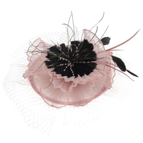 WOONEKY Fascinator Hut Für Damen Mit Abnehmbaren Clip Und Haarschmuck Eleganter Garten-teeparty-hut Mit Federn Und Netz Für Hochzeiten Und Besondere Anlässe Nude von WOONEKY