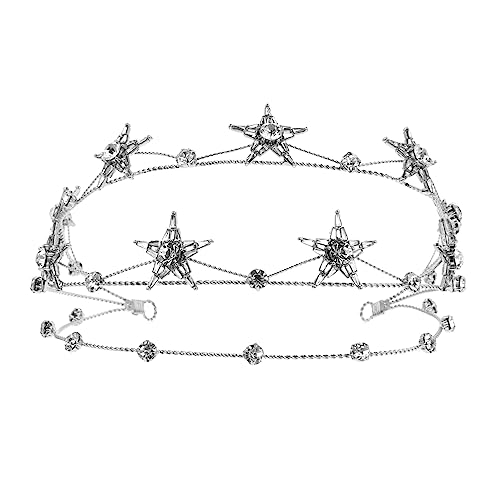 WOONEKY Tiara mit Funkelnden Sternen Leichter Brautschmuck Langlebiges Kopfband für Braut und Party Einzigartiges Design für Unvergessliche Festliche von WOONEKY