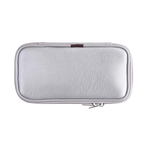 WOONEKY Tragbarer PU Leder Kosmetikpinsel Organizer Silberner Make Up Pinselbeutel für Zuhause und Reisen Leichter und Geräumiger Make Up Bag mit Reißverschluss für Ordentliche von WOONEKY