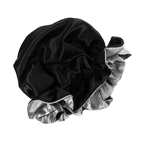 WOONEKY Stilvolle Satin Schlafmütze Doppellagig Elastisch Für Damen Schützt Vor Haarausfall Atmungsaktiv Für Nacht Haarschutz von WOONEKY