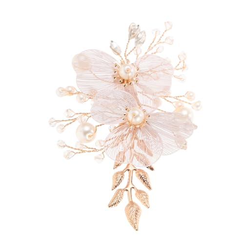 WOONEKY Vintage Braut Haarschmuck Goldene Perlen Haarspange für Hochzeit Damen Mädchen Elegant Festlich Stabil Haltefunktion von WOONEKY