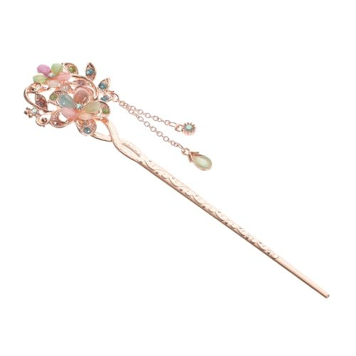 WOONEKY Vintage Damen Haarnadel Dekorativ Mit Blume Und Quaste Chinesische Haarstab in Antikem Stil Chignon Haarnadel Aus Strapazierfähigem Material Für Freizeit Und Partys von WOONEKY