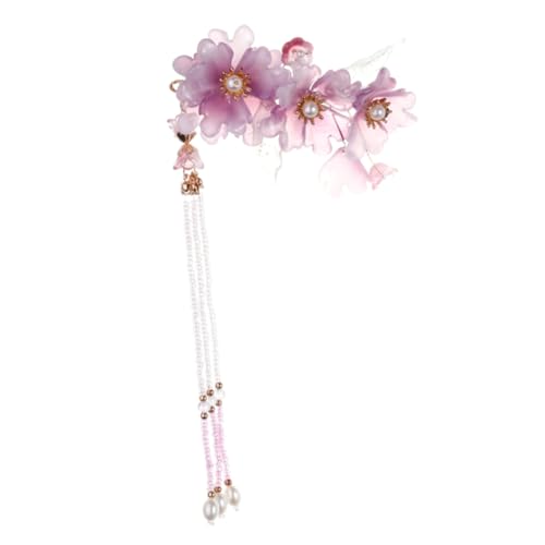 WOONEKY Vintage Haarschmuck Damen Retro Haarspange mit Violetten Blumen und Drehbaren Quasten Eleganter Chinesischer Stil Haarclip für Frauen und Mädchen Schonend Langlebig und Modisch von WOONEKY