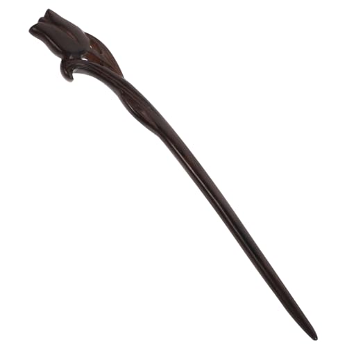 WOONEKY Niedliche Holzhaarstäbchen Vintage Haarstäbe Mit Tulpenblumenmuster Für Hochsteckfrisuren Damen Herren Mädchen von WOONEKY