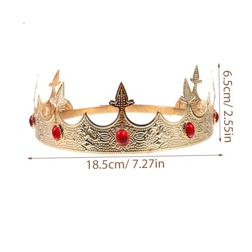 WOONEKY Vintage Königskrone Roten Strasssteinen Leichtes Herren Cosplay Kopfschmuck für Fasching Karneval Bühne Geburtstag Party und Festliche Anlässe von WOONEKY