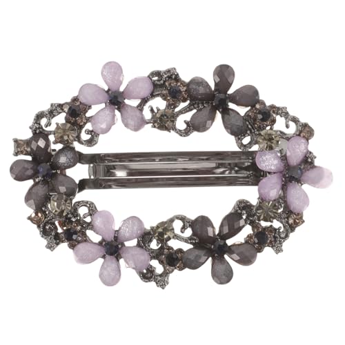 WOONEKY Vintage Metall Haarclip mit Springfeder Blauer und Pinker Floraler Strass Schmuck Dekorative Haarklammer für Damen Stabiler Haarschmuck für Hochzeit und Alltag von WOONEKY