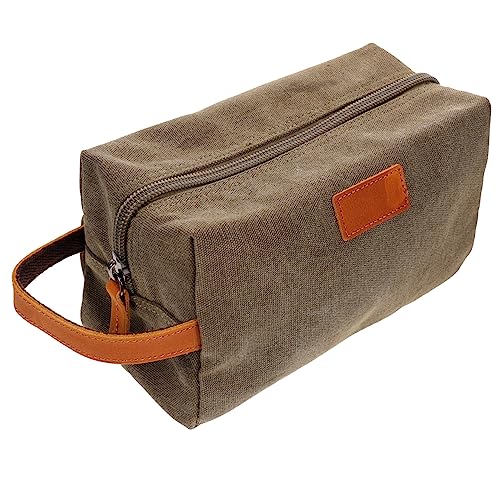 WOONEKY Travel Canvas Toiletry Bag Vintage wasserdichte Kosmetiktasche Für Damen Und Herren Praktisches Organizer-Design Für Make-up Und Reiseutensilien Militärgrün von WOONEKY
