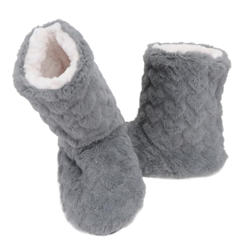 WOONEKY Warme Rutschfeste Dicke Tanz Hochschaft Bodenschuhe für Damen Atmungsaktiv Geräuschlos Strapazierfähig für Indoor Tanz und Kalte Wintertage Dunkelgrau von WOONEKY