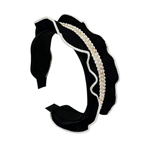 WOONEKY Haarband Mit Perlen Für Damen Stirnband Aus Stoff Mit Kunstperlen-design Elastische Für Jeden Anlass von WOONEKY