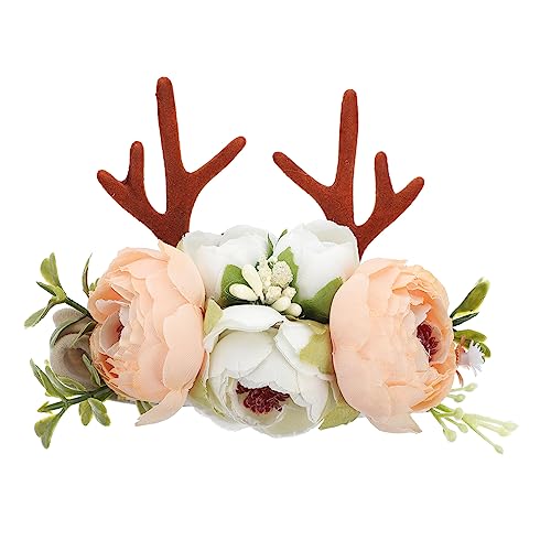 WOONEKY Weihnachten Stirnband Blume Hörner Haarband Rentiergeweih Kopfband Party Kopfband Für Mädchen Junge Mädchen Weihnachtsfeier von WOONEKY