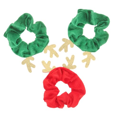 WOONEKY 3stücke Weihnachts-elch-haarbänder Aus Flanell Elastische Haargummis Für Frauen Süße Haarschmuck-accessoires Für Alltag Und Festliche Anlässe von WOONEKY