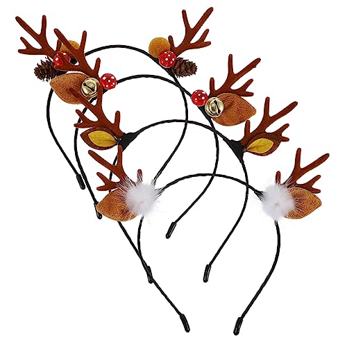 WOONEKY Weihnachts-haarband-set Mit Cartoon- Elchantenne Stirnband Für Jungen Und Mädchen Damen Weiches Material Goody Party-kopfbedeckung von WOONEKY