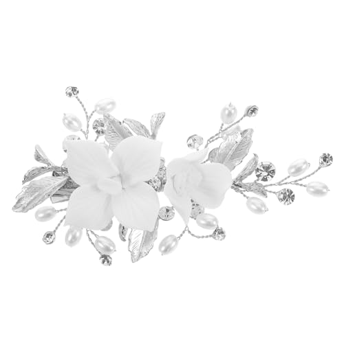 WOONEKY Weißer Keramik Haarclip mit Blumigem Design für Hochzeiten Fotoshootings und Partys Haaraccessoire für Bräute und Besondere Anlässe von WOONEKY