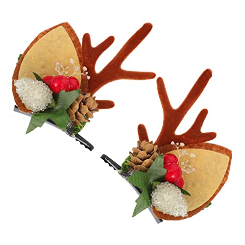 WOONEKY 1paar Entzückende Weihnachts-haarspangen Mit Rentiergeweih-design Haaraccessoires Für Mädchen Für Festliche Anlässe Und Partys von WOONEKY