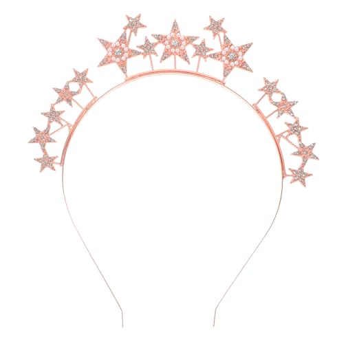 WOONEKY Wunderschöner Braut Haarreif mit Funkelnden Sternen Roségoldfarben Leichter Damen Haarband für Hochzeit Party und Festliche Anlässe Langlebiges Bequemes Accessoire für Frauen und von WOONEKY
