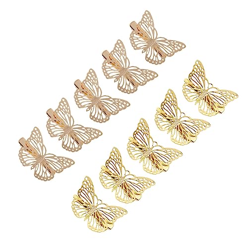 WOONEKY 10 Stück Zarte Hohl Schmetterling Haarklammern Für Mädchen Goldfarbene Haarnadeln Kopfschmuck Für Partys Und Hochzeiten Stereoskopisches Design von WOONEKY