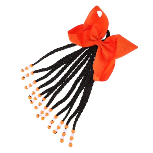 WOONEKY Zopfschmuck Haarverlängerung mit Perlen und Schleife Geflochtene Ponytail Perückenverlängerung für Mädchen Modisches Haarteil für Partys und Alltag von WOONEKY