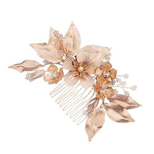 WOONEKY Bachelorette Party Schmuck Damen Haarstab Brautkamm Elegantes Blumen- Und Blatt-kopfstück Für Die Hochzeit von WOONEKY