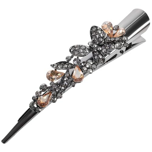 WOONEKY Alligator Haarklammer Mit Strass Vintage Butterfly Haarclip Für Dickes Haar Damen Haarschmuck Große Design Champagnerfarbe Für Hochsteckfrisuren von WOONEKY