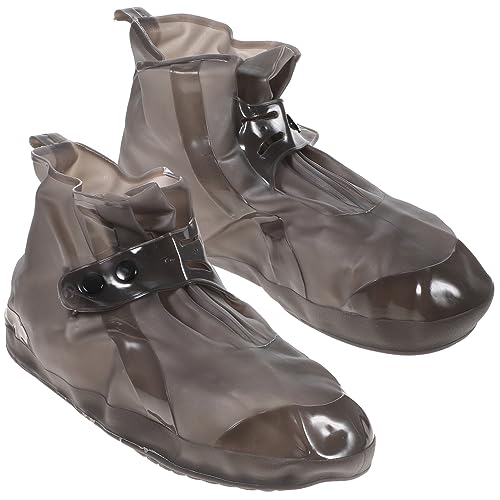WOONEKY wasserdichte rutschfeste Überschuhe mit Doppeltem Druckknopf Dicke Verschleißfeste Schuhüberzieher für Herren Outdoor Wandern Radfahren Braun von WOONEKY