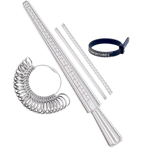 Ringgrößenmessdorn Messwerkzeug Metallringe Größenmessgerät Set Messen Frauen Herren Finger Schmuck Größenwerkzeuge UK-Größe mit halber Größe von WOOPIN