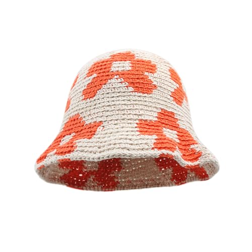 Häkelhut, Frühlingshut, Häkelmütze, Blumenmuster, Fischerhut für Erwachsene, Teenager, Strickmütze, Fischerhut von WOOSEO