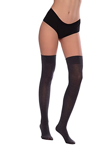 WOOTI TIGHTS Kniestrümpfe aus Patosa-Baumwolle, mit weichem Komfortrand, Bügelfrei, Einheitsgröße, Schwarz Melange, Einheitsgröße von WOOTI TIGHTS