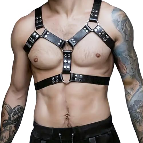 WOPOLIUE Herren Gay Harness Geschirre Männer Leder Body Brust Harness Brustgurt Fetisch Erotik Brust Geschirr Dessous Sexy Kleidung Erotik Wäsche Cosplay Party Clubwear von WOPOLIUE