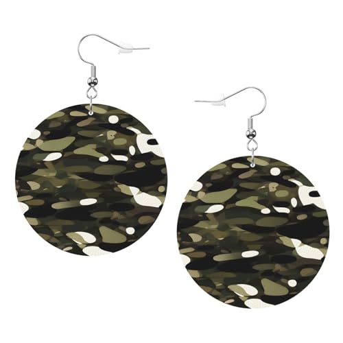 Abstrakte Camouflage-Lederohrringe, rund, für den täglichen Gebrauch, Arbeiten, Damenmode, Einheitsgröße, Kunstleder Abstrakte Camouflage-Lederohrringe, rund, für den täglichen Gebrauch, Arbeiten, Damenmode, Einheitsgröße, Kunstleder von WOPQS