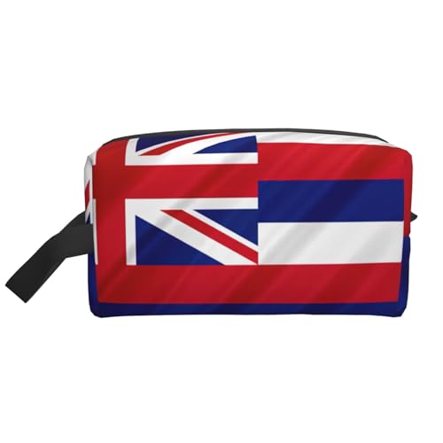 Aufbewahrungstasche mit Flagge von Hawaii, Kulturbeutel, Kosmetiktasche, Schreibwaren-Tasche, Reisetasche, tägliche Aufbewahrungstasche, weiß, Einheitsgröße von WOPQS