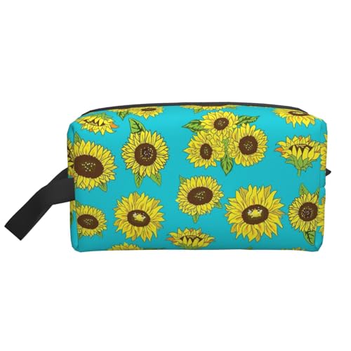 Aufbewahrungstasche mit Sonnenblumen-Muster, Kulturbeutel, Kosmetiktasche, Schreibwaren-Tasche, Reisetasche, tägliche Aufbewahrungstasche, weiß, Einheitsgröße von WOPQS