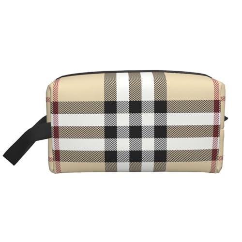 Aufbewahrungstasche mit grauem Karomuster, Kulturbeutel, Kosmetiktasche, Schreibwaren-Tasche, Reisetasche, tägliche Aufbewahrungstasche, weiß, Einheitsgröße Aufbewahrungstasche mit grauem Karomuster, Kulturbeutel, Kosmetiktasche, Schreibwaren-Tasche, Reisetasche, tägliche Aufbewahrungstasche, weiß, Einheitsgröße von WOPQS