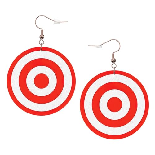 Design Target Runde Leder-Ohrringe für den täglichen Gebrauch bei der Arbeit, Einheitsgröße, Kunstleder von WOPQS