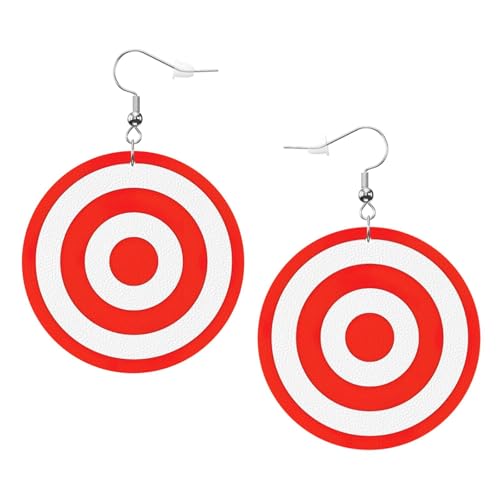 Design Target Runde Leder-Ohrringe für den täglichen Gebrauch bei der Arbeit, Einheitsgröße, Kunstleder von WOPQS