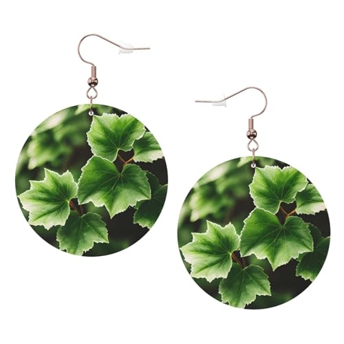 Efeublüten Baum Leder Runde Ohrringe Alltag Zubehör Arbeiten bei der Arbeit Damenmode, Einheitsgröße, Kunstleder von WOPQS