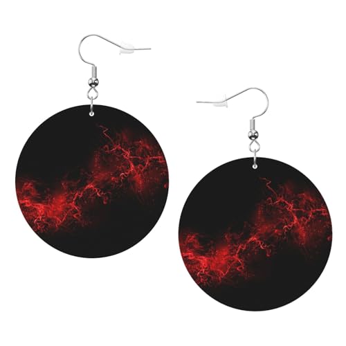 Explosion Burst Rote schwarze Leder-Ohrringe für den täglichen Gebrauch bei der Arbeit Damenmode, Einheitsgröße, Kunstleder Explosion Burst Rote schwarze Leder-Ohrringe für den täglichen Gebrauch bei der Arbeit Damenmode, Einheitsgröße, Kunstleder von WOPQS