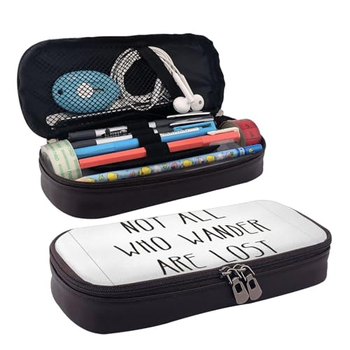 Federmäppchen aus Leder mit Aufschrift "Not All Who Wander are Lost" von WOPQS