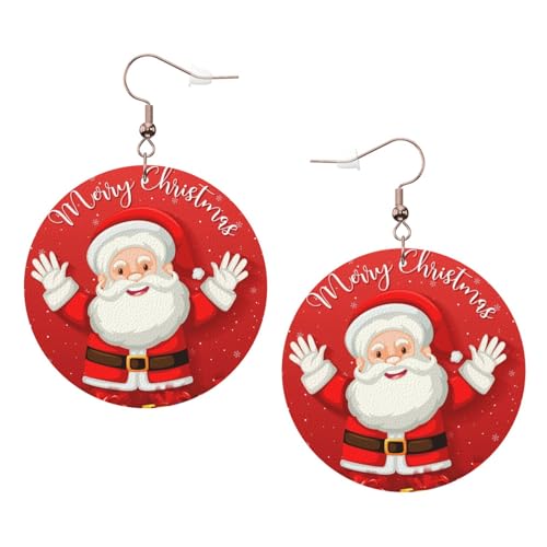 Frohe Weihnachten.Leder Runde Ohrringe Tägliche Accessoires Arbeiten bei der Arbeit Damenmode, Einheitsgröße, Kunstleder von WOPQS