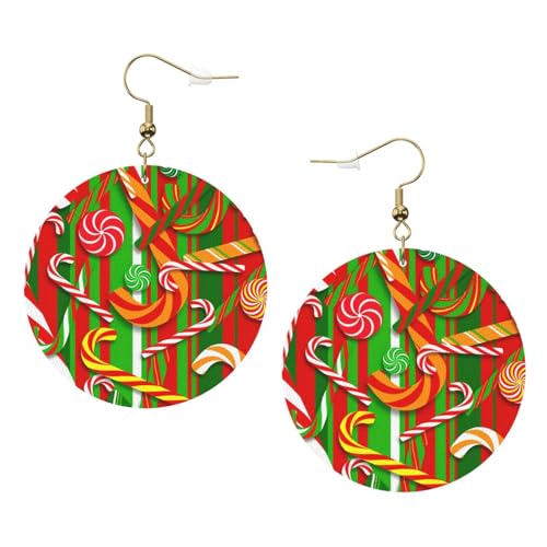 Frohe Weihnachten.Leder Runde Ohrringe Tägliche Accessoires Arbeiten bei der Arbeit Damenmode, Einheitsgröße, Kunstleder von WOPQS