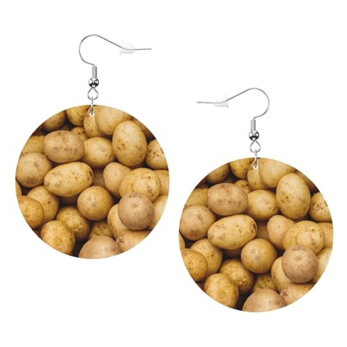 Gartenkartoffeln Leder Runde Ohrringe Tägliches Zubehör Arbeiten bei der Arbeit Damenmode, Einheitsgröße, Kunstleder von WOPQS