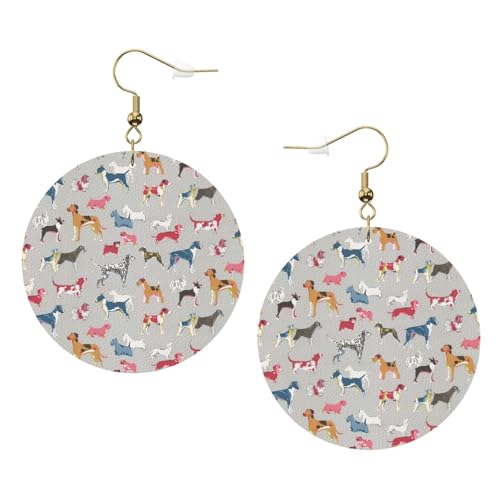 Hound Dog. Runde Leder-Ohrringe für den täglichen Gebrauch bei der Arbeit Damenmode, Einheitsgröße, Kunstleder von WOPQS