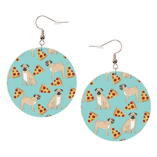 Pizza Party Leder Runde Ohrringe Tägliche Accessoires Arbeiten bei der Arbeit Damenmode, Einheitsgröße, Kunstleder von WOPQS
