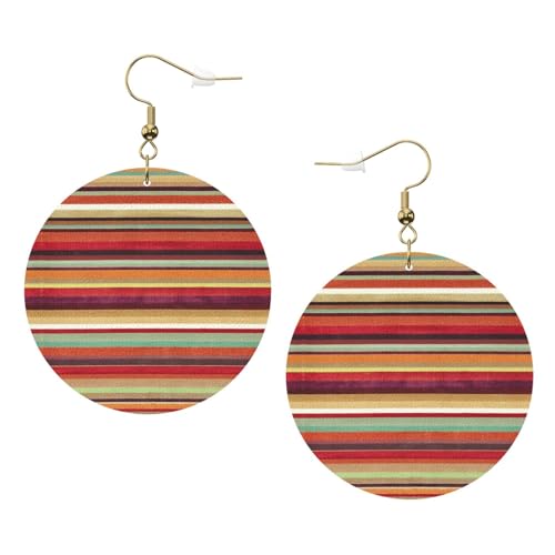 Regenbogen Leder Runde Ohrringe Tägliche Accessoires Arbeiten bei der Arbeit Damenmode, Einheitsgröße, Kunstleder von WOPQS