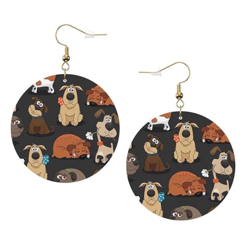 Runde Corgi-Leder-Ohrringe für den täglichen Gebrauch bei der Arbeit, Einheitsgröße, Kunstleder von WOPQS